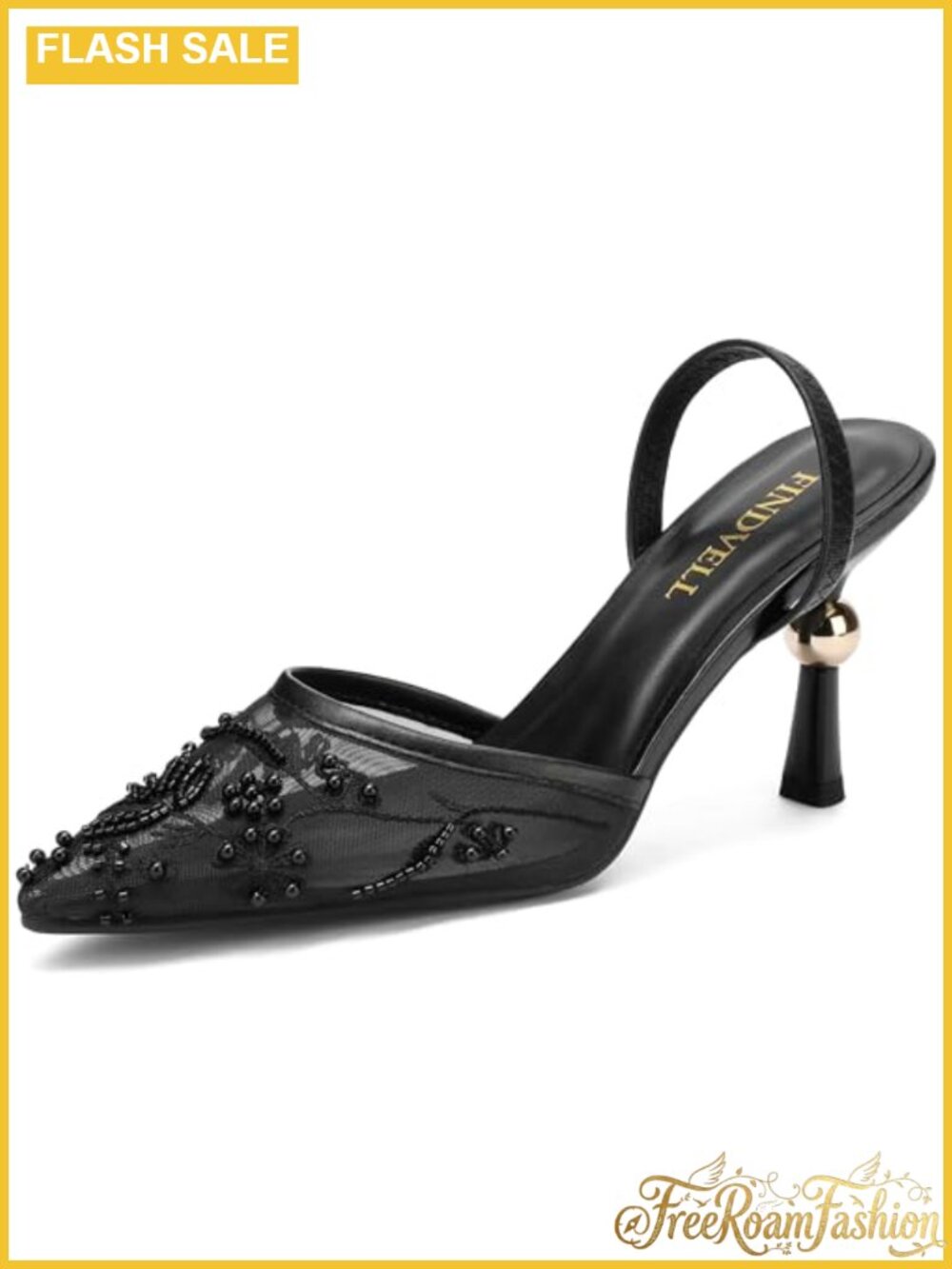 Women's Slingback Kitten Heels Pointed Toe Mesh Pearl Wedding Bridal Pumps